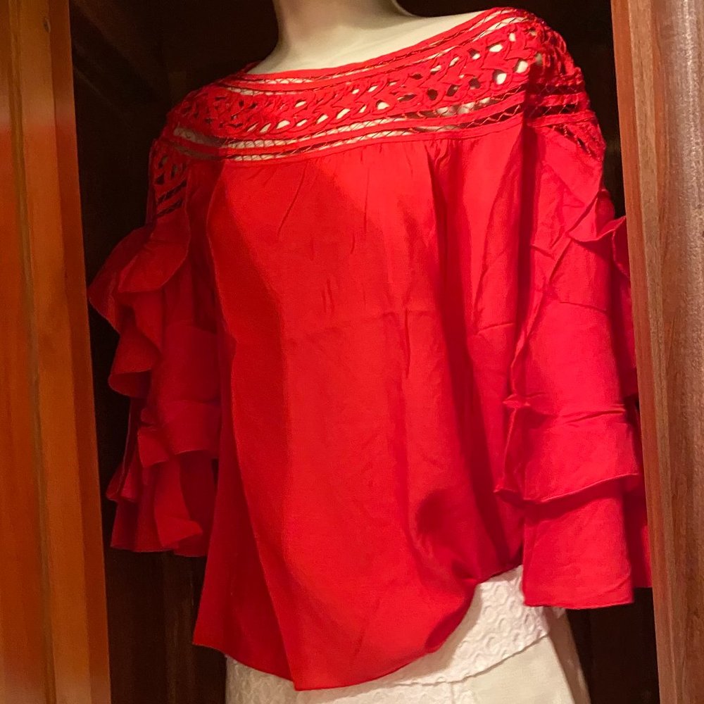 Esley Fiesta Blouse-Red - NWT